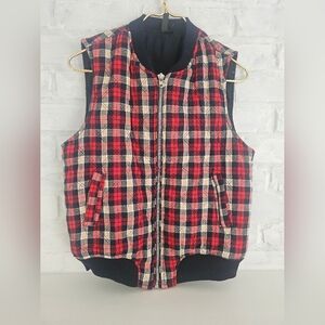 Plaid Zip-Up Vest Size Small